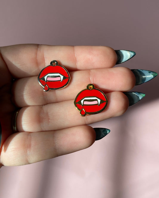 Vampire Lip Enamel Charm