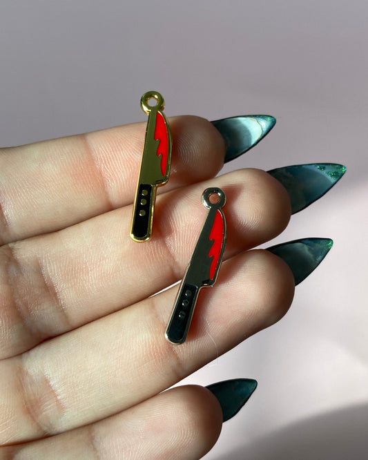 Bloody Knife Enamel Charm