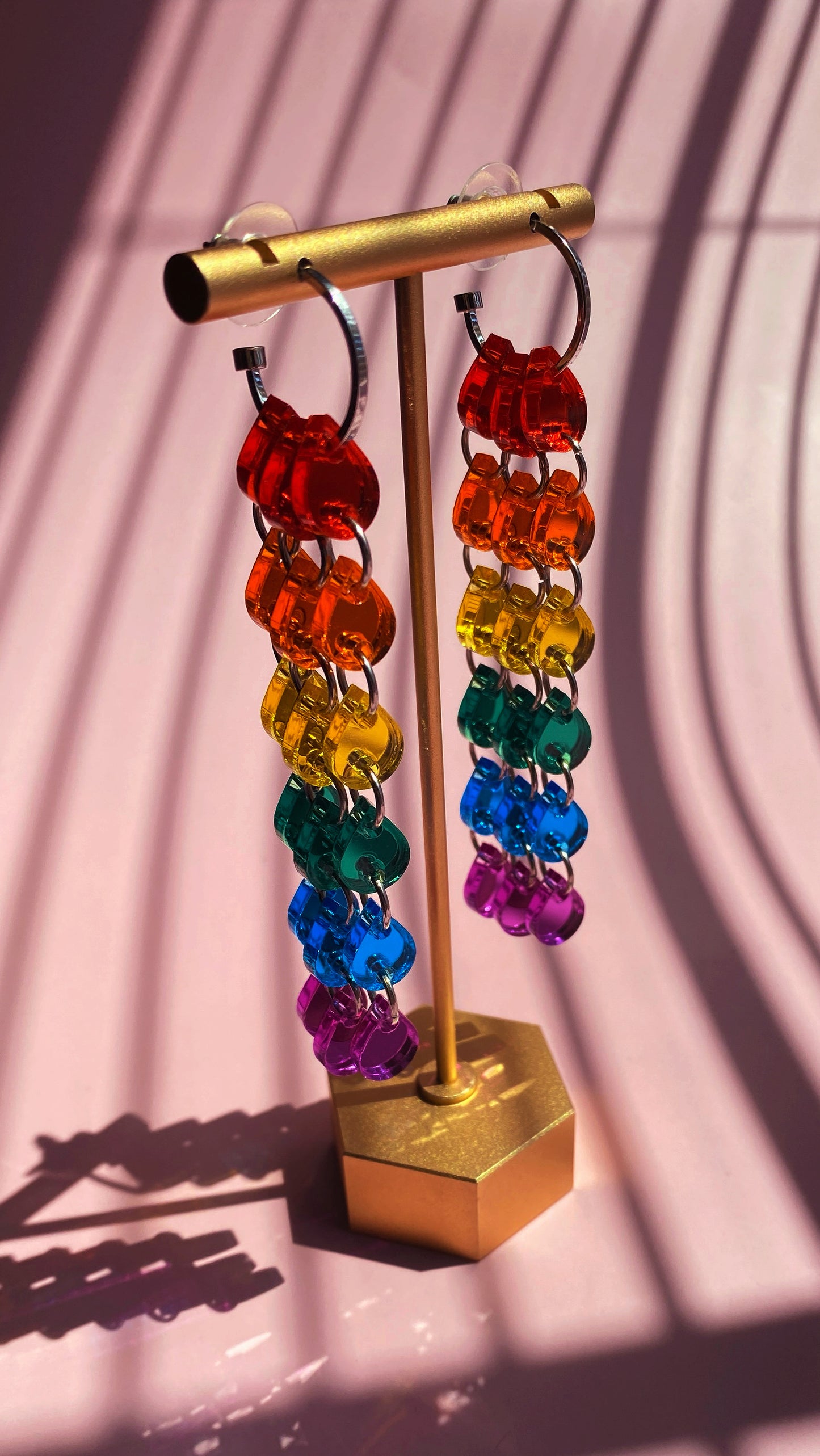 Triple Rainbow Strands - Hoop Earrings