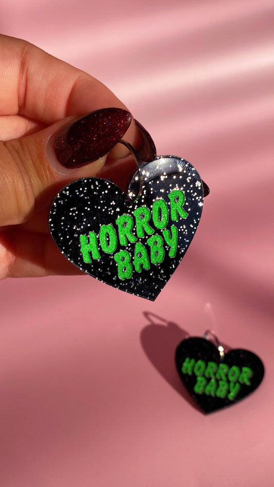 Horror Baby Heart Earrings