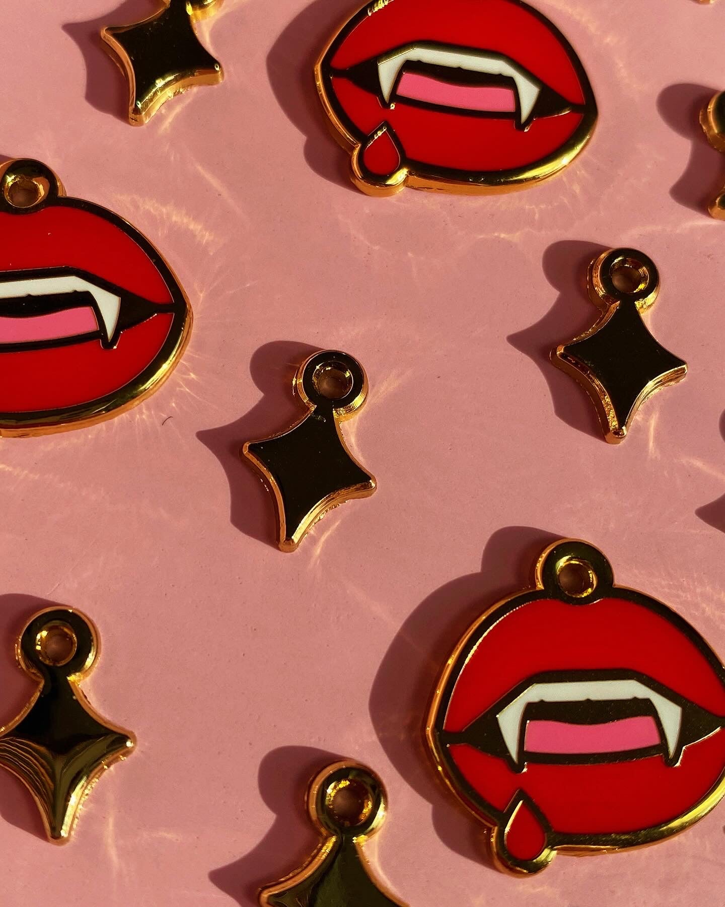 Vampire Lip Enamel Charm